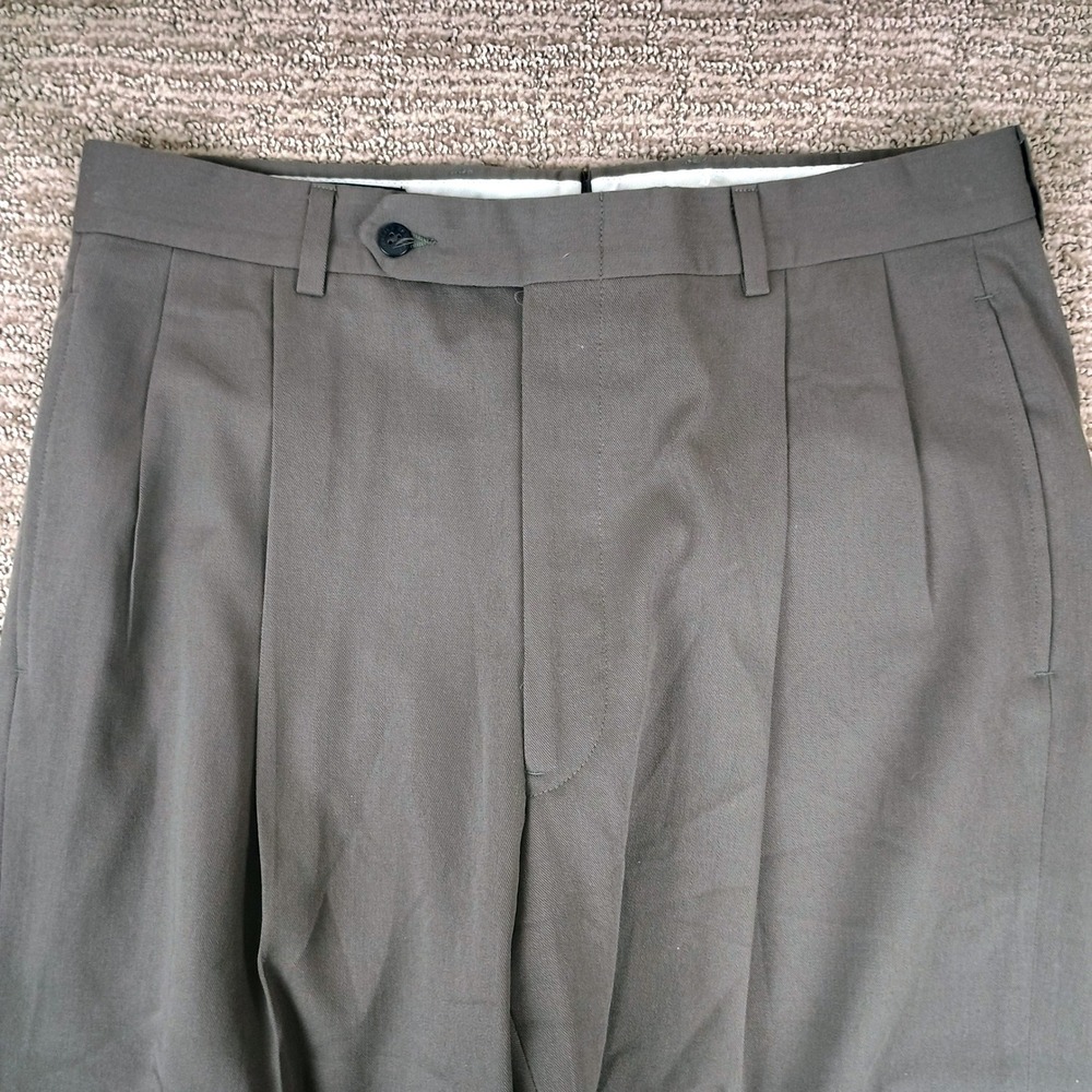 Brooks Brothers Pleated Wool Trousers Mens 32 USA Gray Pants